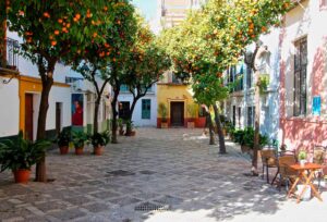 Colorful streets of Barrio Santa Cruz, Alicante