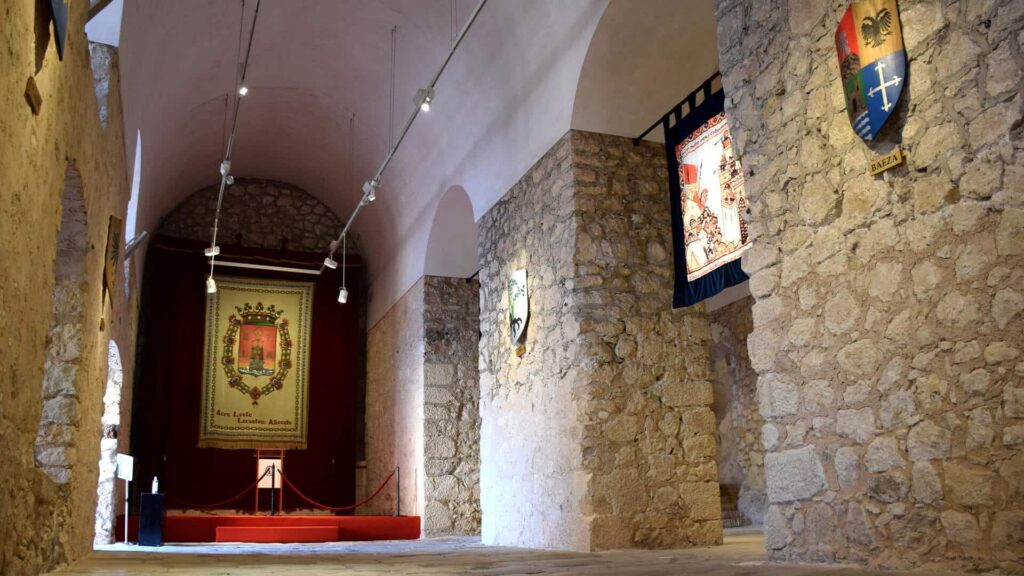 Inside view of Santa Barbara Castle with historical displays