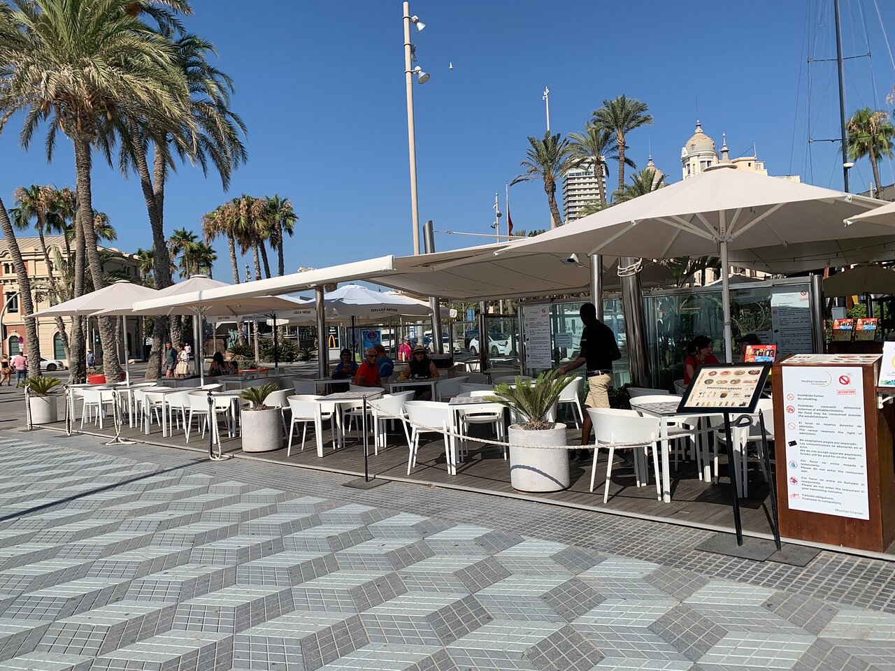 Beachside restaurant at Beach with outdoor seating